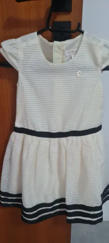 Vestido Infantil Carinhoso Novo - Amarelo manteiga e Preto - Tam 8
