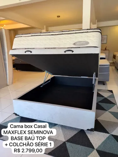 Cama box Casal BAÚ + COLCHÃO MAXFLEX SÉRIE 1 Seminovo - Entrego!