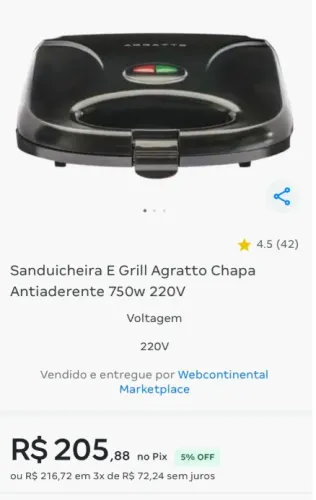 sanduicheira e grill agratto