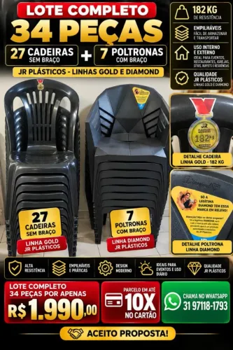 27 CADEIRAS S/ BRAÇO + 7 POLTRONAS C/BRAÇO ? 34 PEÇAS 