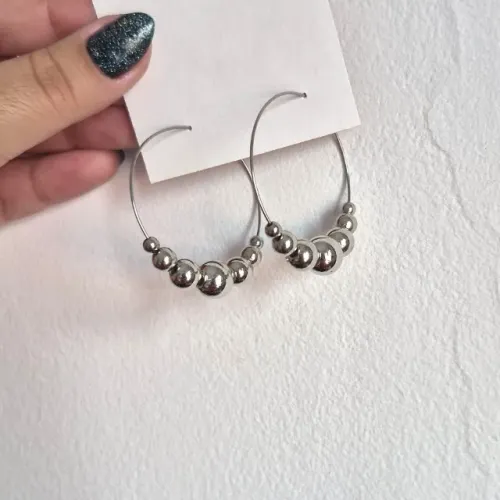 Argolas Bolinhas Prateadas