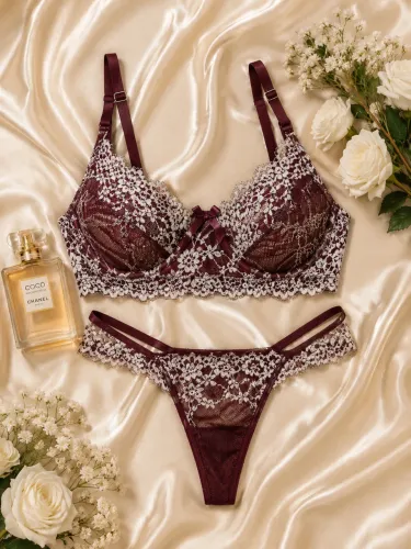 ? Conjunto Renda Vinho Premium ?  