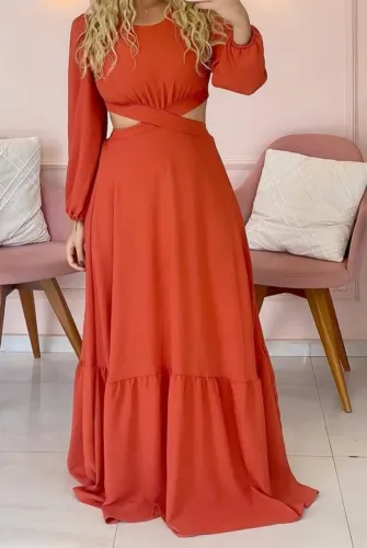 Vestido longo TerraCota elegante
