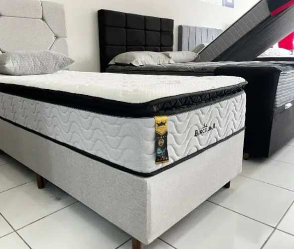 Cama Box de Solteiro Molas Ensacadas Pillow Top em Gel Barcelona Hellen, Pronta Entrega!