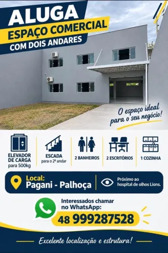 Aluga-se Espaço Comercial de 2 Andares com Elevador de Carga no Pagani
