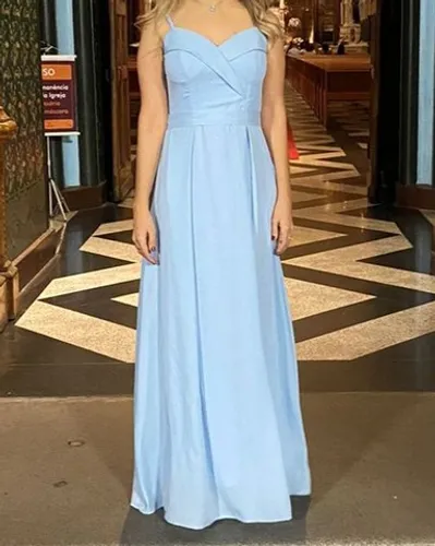Vestido de festa azul serenity