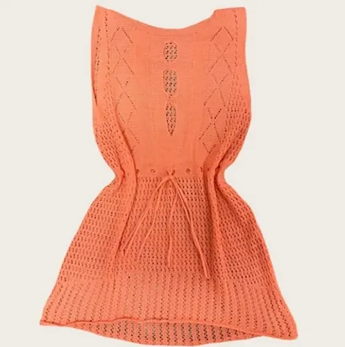 Promoção!!! Saída de praia de tricô Laranja Neon NOVA