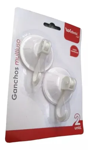 Ganchos Multiuso Ventosa 2pçs Plast Wx5016  Wellmix