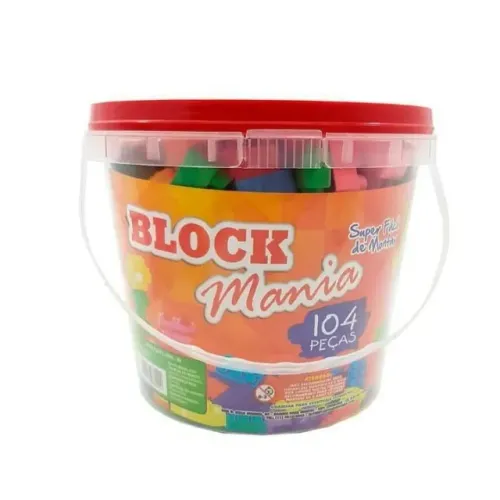 Blocos De Montar No Balde Block Mania 104pçs