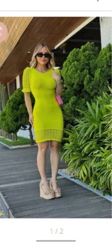 Vestido Crochê Verde - Tamanho M