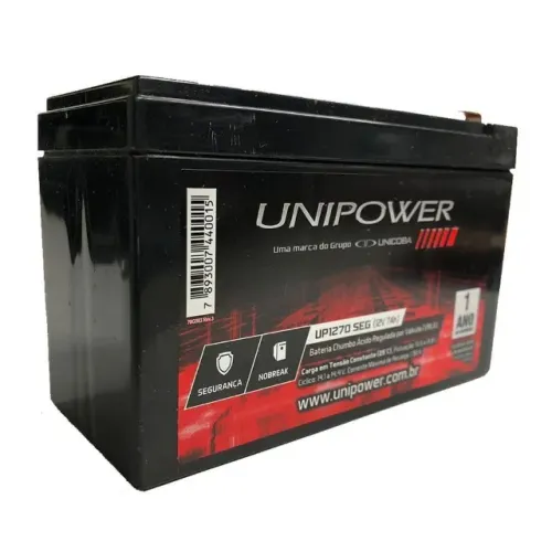 Bateria Para Nobreak Unipower Selada 12V 7.0Ah - UP1270SEG (1 Ano de Garantia) - WZetta