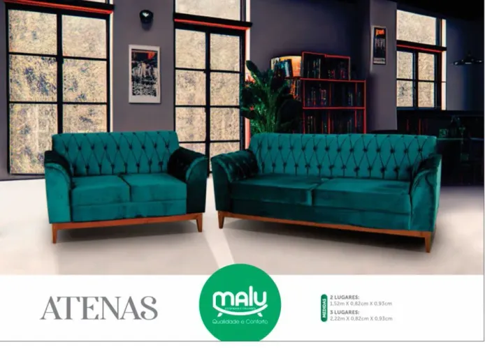 Sofá Atenas 2 e 3 lugares - Verde - Novo - Qualidade e Conforto