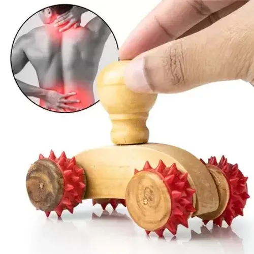 massageador de madeira pequeno carrinho mz-54053 9x6x6,5cm- vermelho