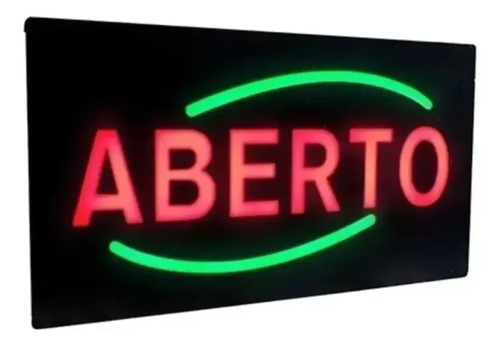 Placa Painel com a escrita Aberto com efeitos (Distribuidor Jk Eletrônicos)