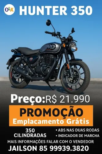 Promoção Hunter 350 emplacada 