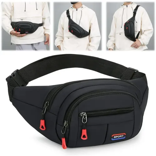 Pochete Impermeável Bolsa Transversal ou Cintura, Cor Preto em São Luís ma
