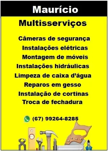 Eletricista, instalação hidráulica, câmeras de segurança e fechadura.