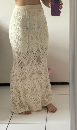 Saia longa sereia de crochê