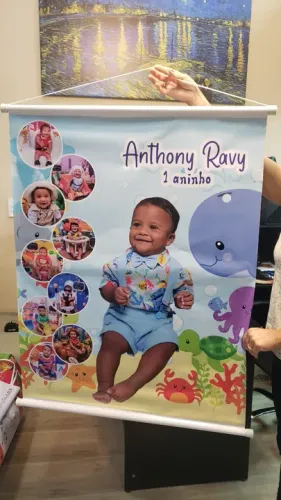 Painel personalizado com foto do bebê para aniversário banner lona