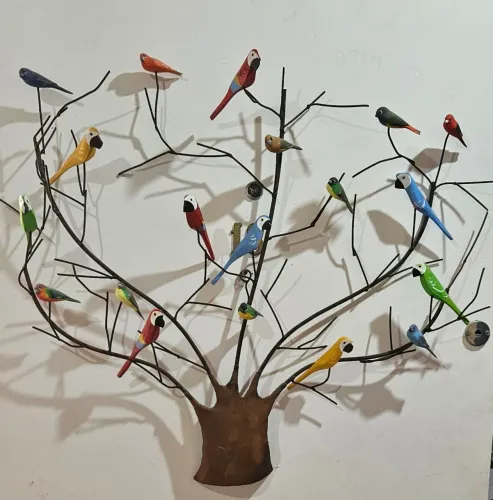 Painel de Parede com Pássaros Decorativos