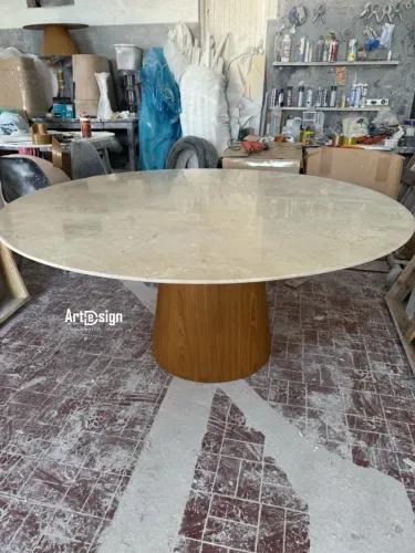 Mesa de Jantar Em Mármore Crema Marfil