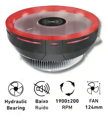 Cooler Processador Mymax Universal Polaris Led Vermelho