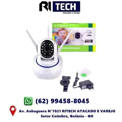 Câmera Ip Sem Fio 360° 3 Antenas Hd Wifi Visão Noturna Yoose + Cartão de Memória 16gb