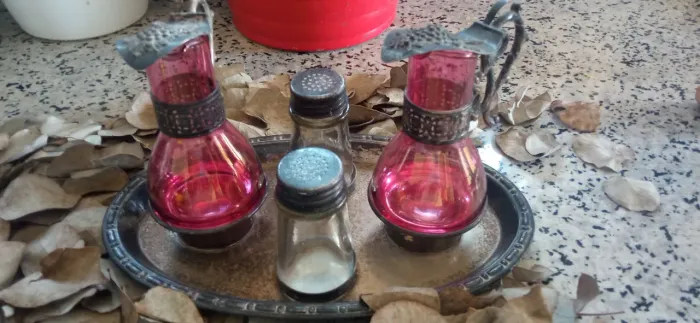 Galheteiro em prata e cristal 