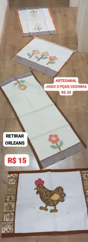 Jogo de cozinha artesanal 3 peças