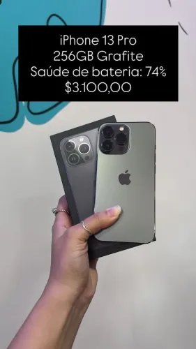  iPhone 13 Pro  / 256GB / Grafite  / Saúde de bateria 74% / R$ 3.100,00