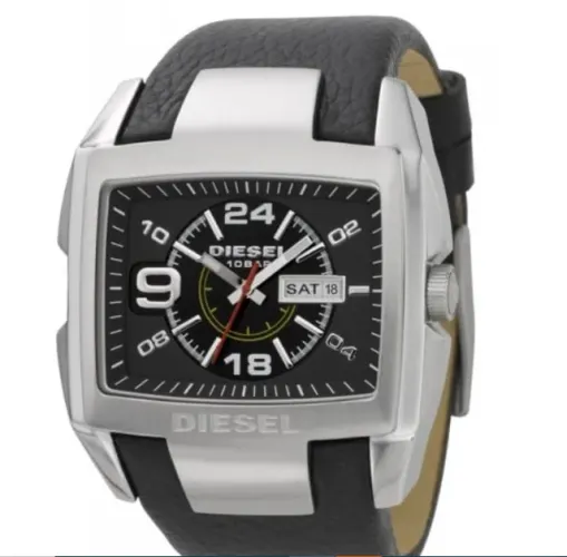 Relógio Diesel Masculino Dz-1059 Quadrado Aço e Couro