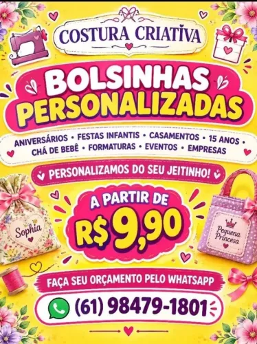 Bolsinha Personalizada para Lembrancinha de Festa | a partir de R$ 9,90
