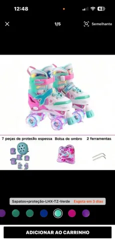 Patins Sereia Rodas com Led e acessórios
