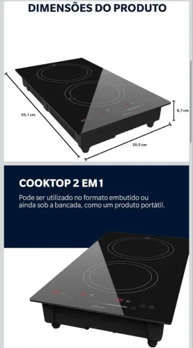 Cooktop de Indução Oster 2 Bocas - Semi Novo Tatuapé 