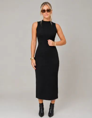 Vestido Midi Canelado Casual Básico Modelador Regata Casual