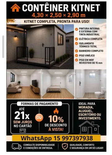 Container kitnet 4,30 x 2,5 x 2,90