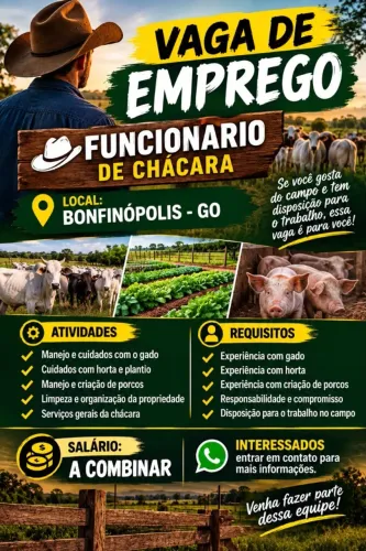 Vaga de Funcionário de chácara