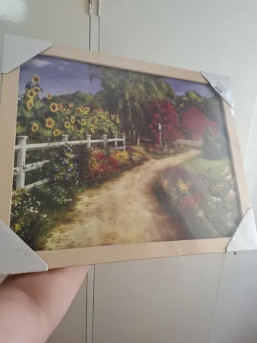 Quadro Decorativo Paisagem Campestre com Flores