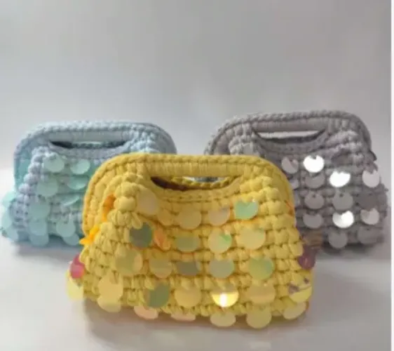Bolsa de croche com paete