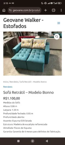 Sofá Retrátil - Modelo Bonno