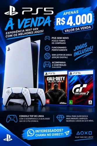 PlayStation 5 com dois controles +jogos