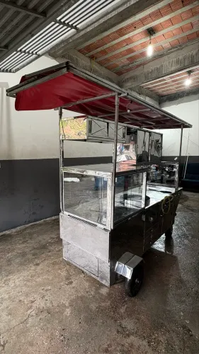 CARRINHO DE LANCHES EM INOX - PRONTO PARA TRABALHAR