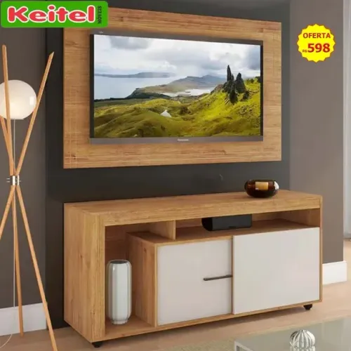 Home Conjunto Rack Lugano + Painel Miami Mel / Off White