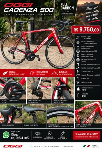 Oggi Cadenza 500 Full Carbon Shimano 105 22v S/M - R$ 9.750