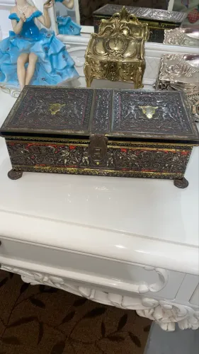 Porta joias antigo art noveau querubins
