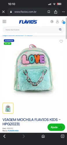 Mochila Infantil Menina Estilo Glitter / Pelo Sintético - Nova