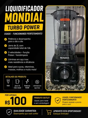 Liquidificador Mondial Turbo Power Outlet - Funcionando Perfeitamente - Apenas R$ 100