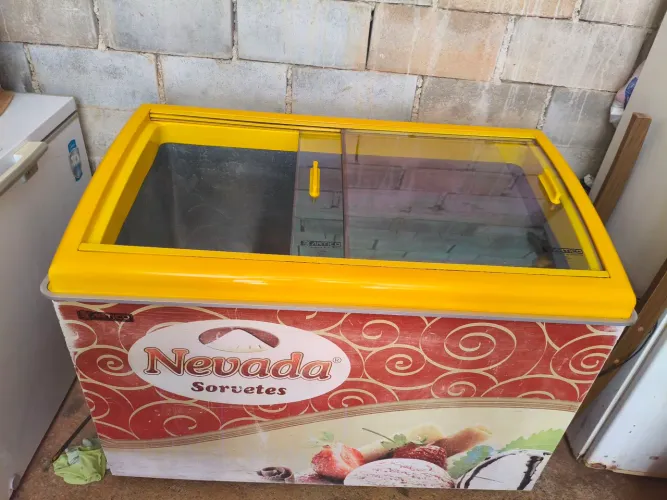Freezer artico seminovo tampa de vidro abre pros 2 lados 7 níveis de temperatura ...