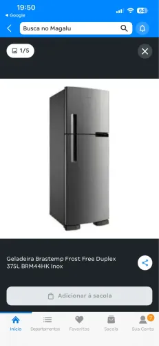 Geladeira 375 litros- Brastemp