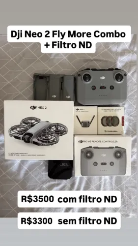 Drone Dji Neo 2 Fly More Combo + Filtros ND K&F Perfeito estado! C/ Controle C/ 3 Baterias
